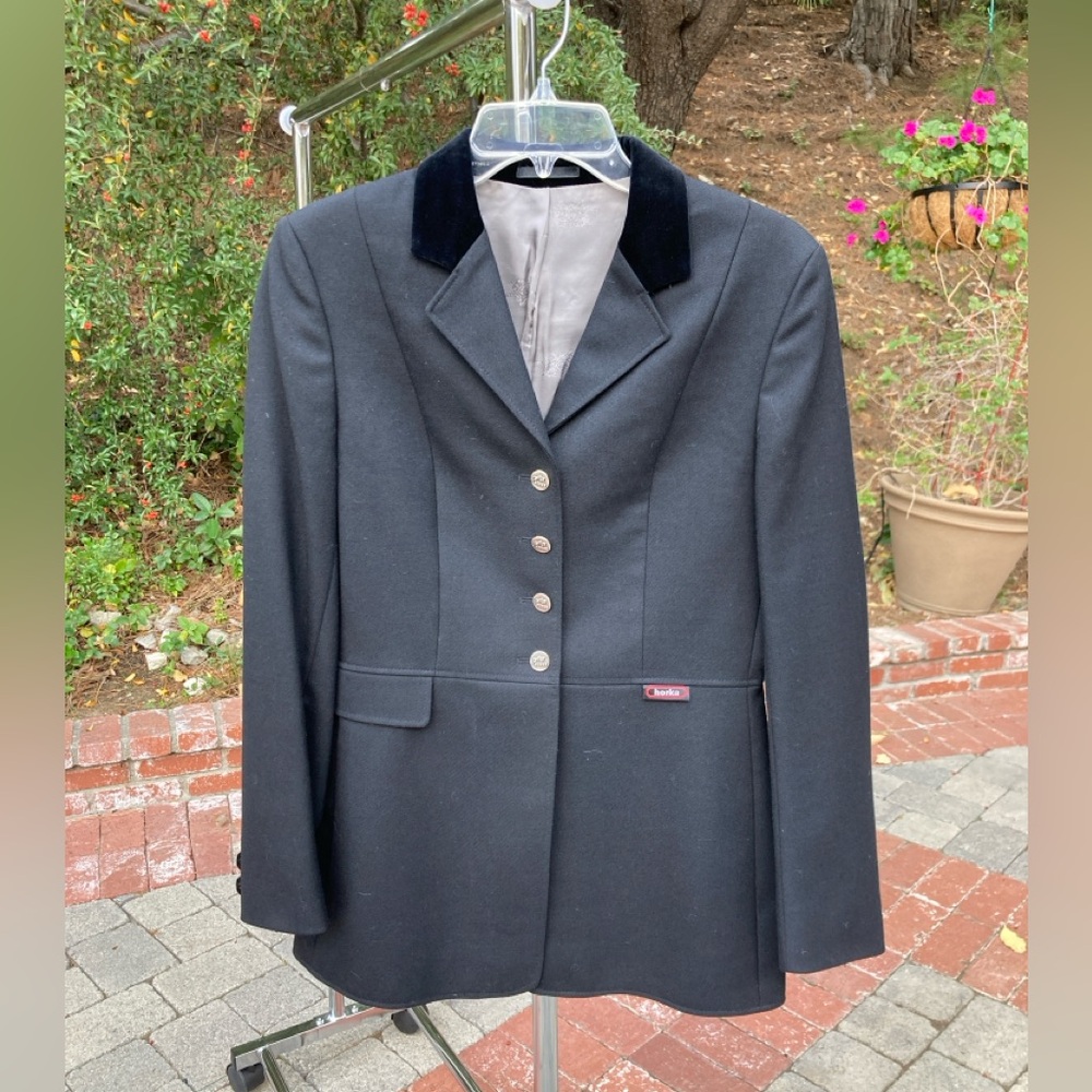 Horka Black Show Coat - Size 38 (with velvet collar!)